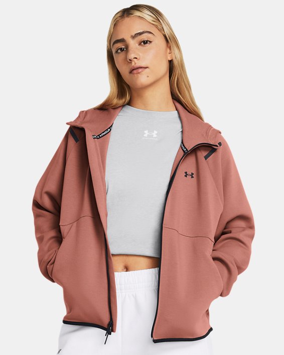 UA Unstoppable Fleece mit durchgehendem Zip für Damen, Pink, pdpMainDesktop image number 0